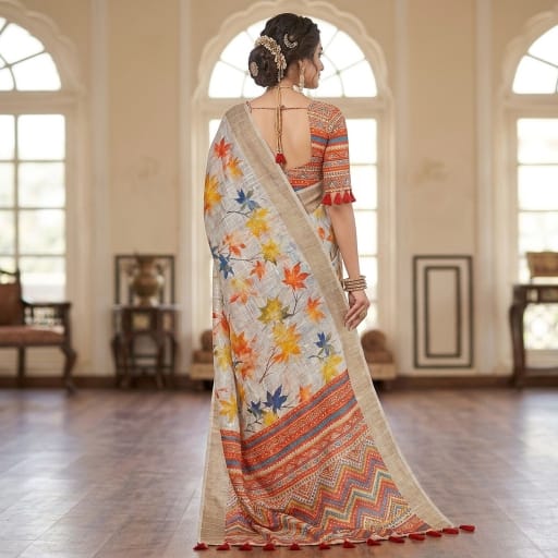 Autumn Leaf Digital Print Saree