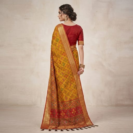 Traditional handwoven silk-cotton saree