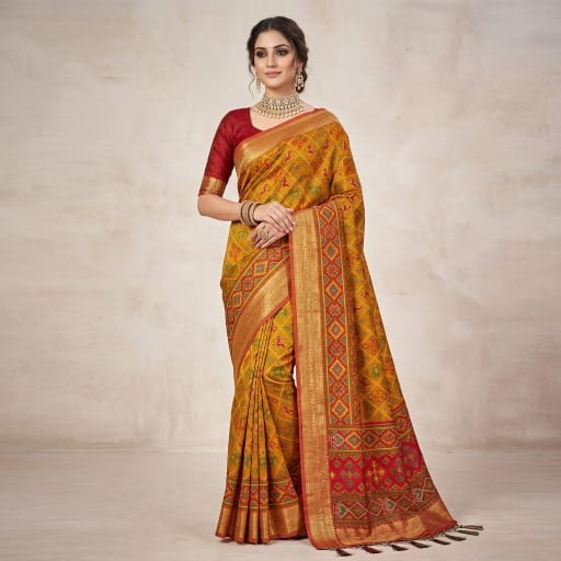 Traditional handwoven silk-cotton saree