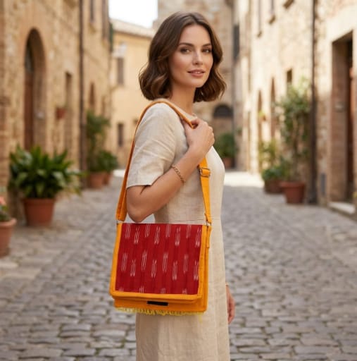 Traditional Ikat Fabric Sling Bag,
