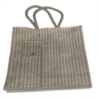 Striped Jute Tote Bag