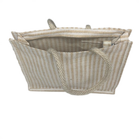 Striped Jute Tote Bag