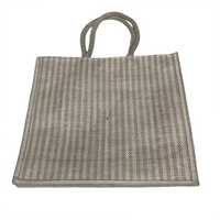 Striped Jute Tote Bag