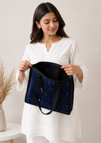 Indigo Ikat Canvas Lunch Tote