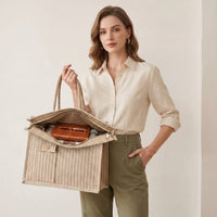 Striped Jute Tote Bag
