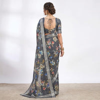 Digital Floral Printed Linen Saree