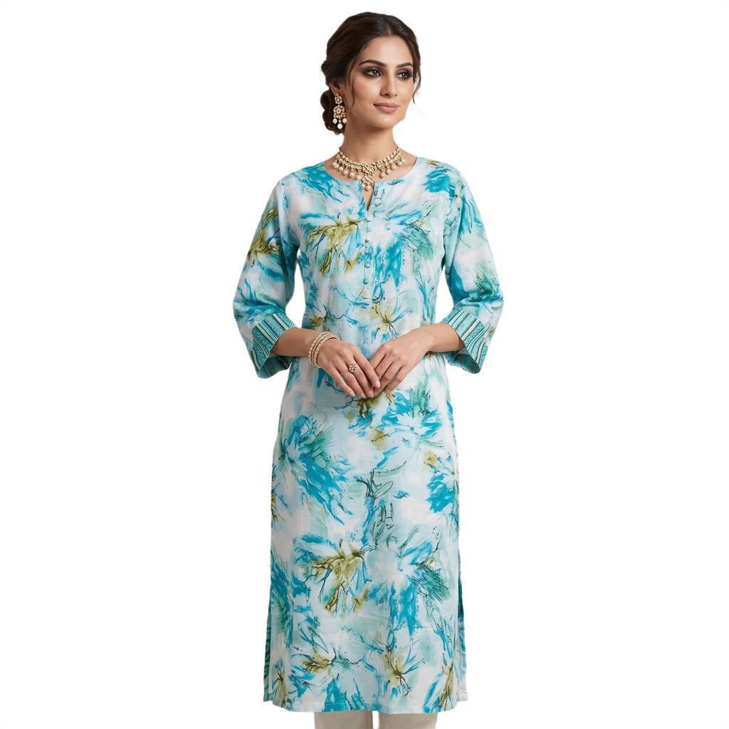 Floral Abstract Printed Straight Kurti