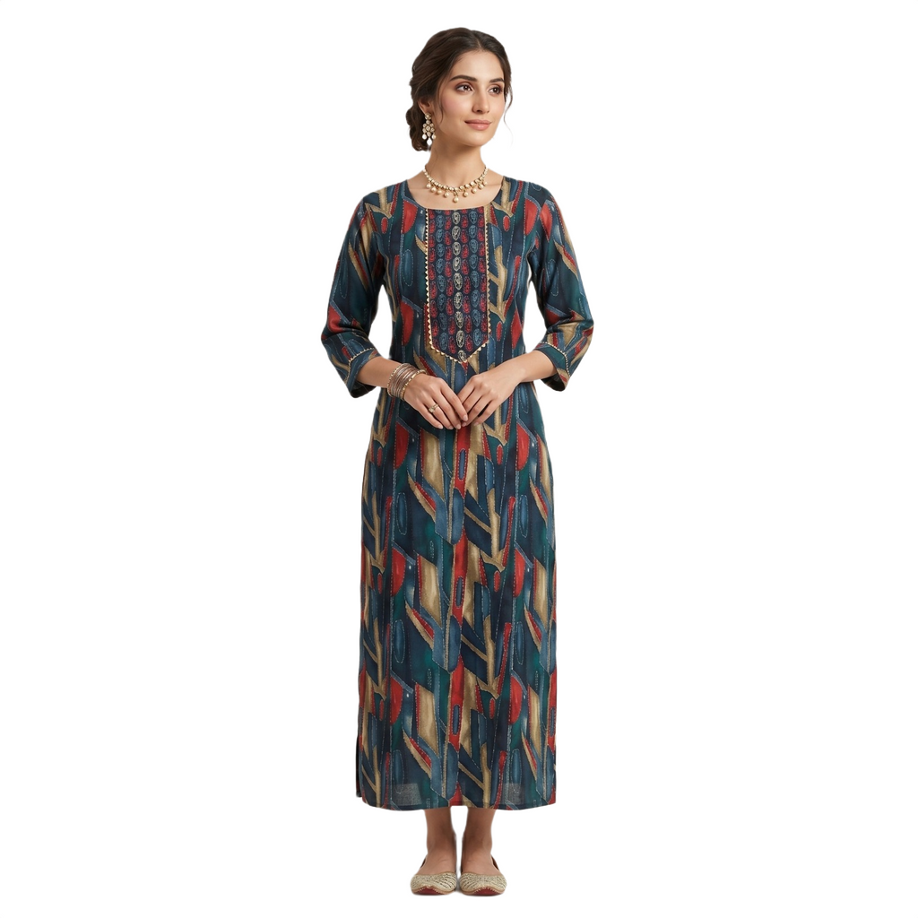 Geometric Print Gota Patti Kurti