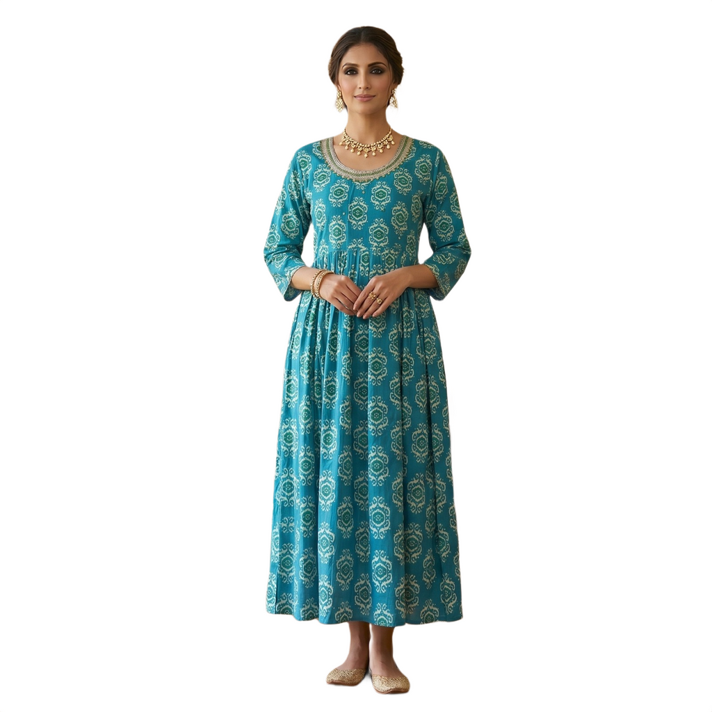 Turquoise Bloom Flare Kurta
