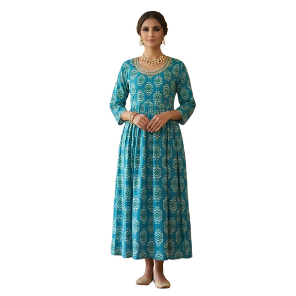 Turquoise Bloom Flare Kurta