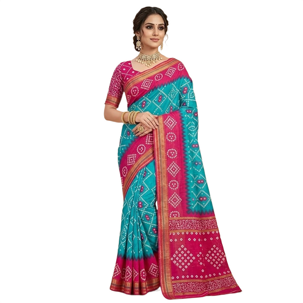 Traditional Bandhani Print Casual Saree.