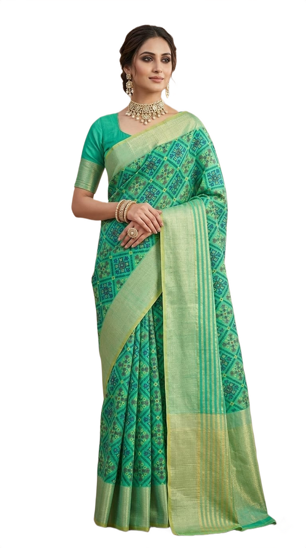 Patola Ikat Geometric Print Saree
