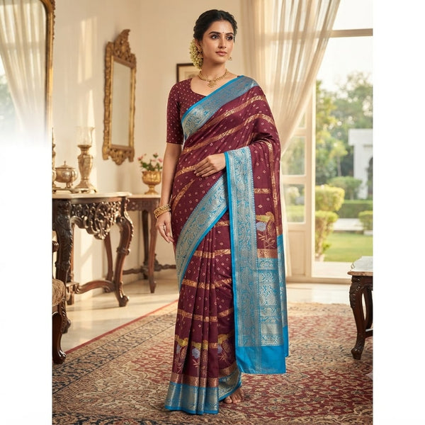 Paithani Bandhani Fusion Saree