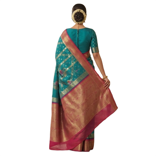Paithani Bandhani Fusion Saree