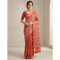 Bamboo Leaf Block Print Casual Saree.