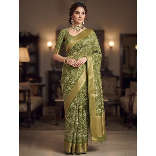 Bandhani-inspired Geometric Grid Saree