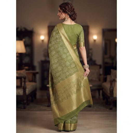 Bandhani-inspired Geometric Grid Saree
