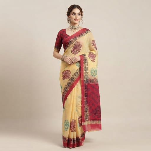 Kalamkari and Block Print Casual Saree.
