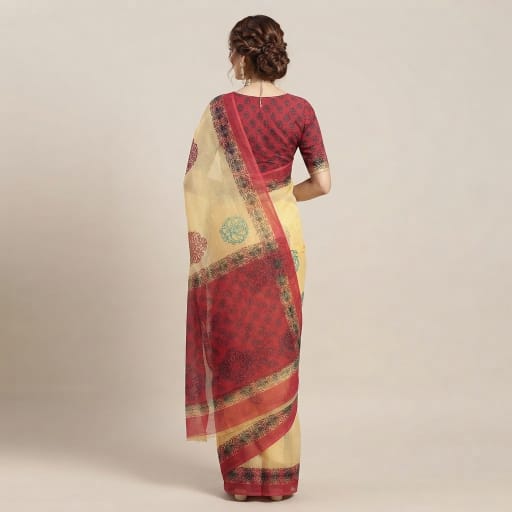 Kalamkari and Block Print Casual Saree.