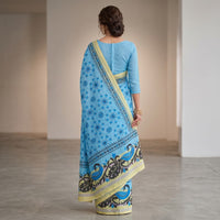 Mulmul Cotton Floral Block Print Saree