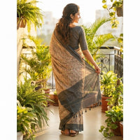 Chanderi Cotton Hand Block Print Saree.