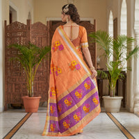 Organza Linen-Silk Embroidered Floral Saree