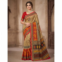 Bhagalpuri Tussar Silk Paisley Print Saree