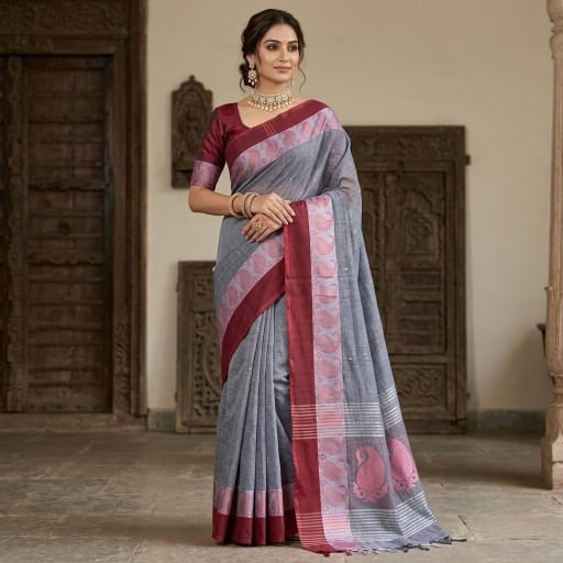 Bengal Handloom Linen Cotton Saree