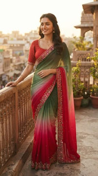 Pure Star Georgette Chiffon Ombre Saree