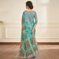 Linen Saree with Traditional Circular Motifs
