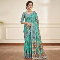 Linen Saree with Traditional Circular Motifs