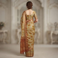 Organza Linen-Silk Batik Print Saree