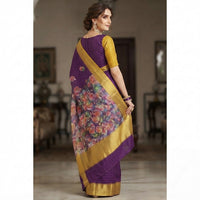 Banarasi Dola Silk Floral Rose Print Saree