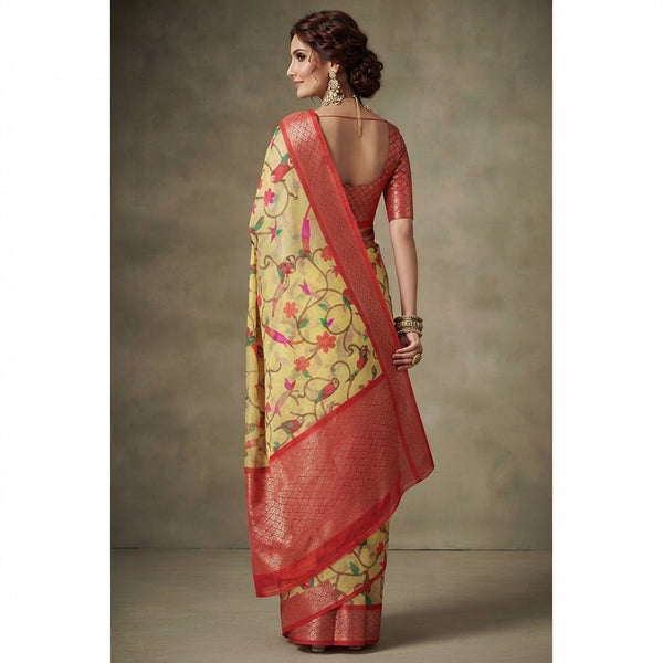 Digital Print Bird Motif Saree