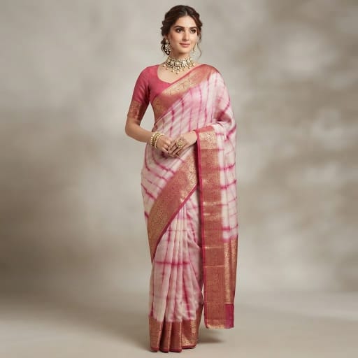Banarasi Kora Organza Shibori Tie-Dye Saree