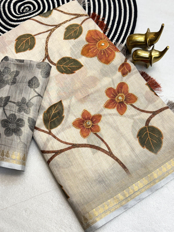 SOFT ERODE TISSUE ZARI SAREE