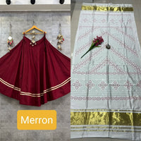 semi goji silk bandhani Khadi print duptta