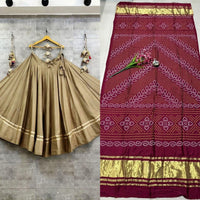 semi goji silk bandhani Khadi print duptta