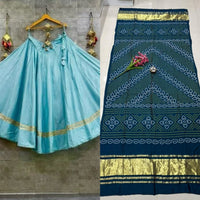 semi goji silk bandhani Khadi print duptta