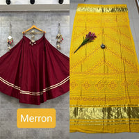semi goji silk bandhani Khadi print duptta