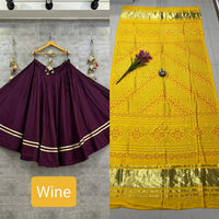 semi goji silk bandhani Khadi print duptta
