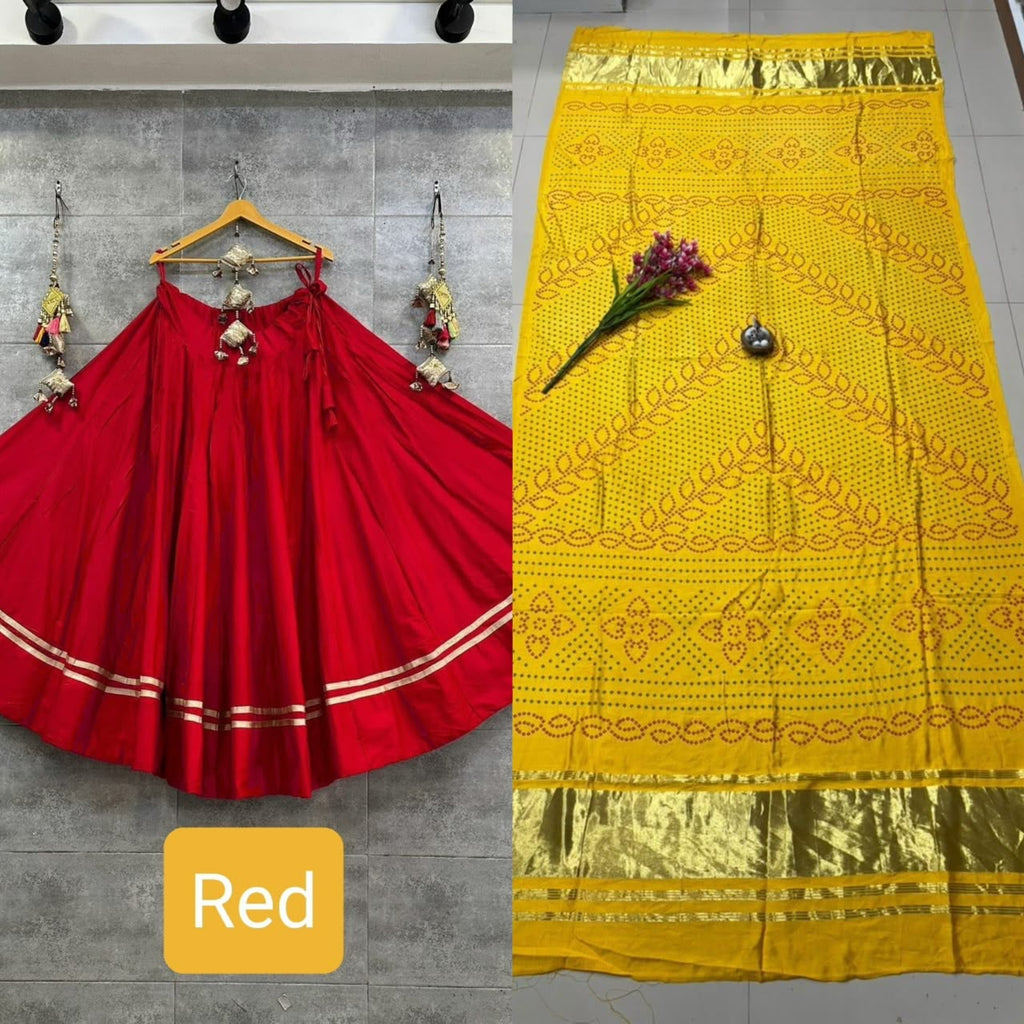 semi goji silk bandhani Khadi print duptta