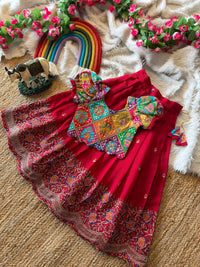 Soft rangoli crush fabric with floral cutdana work