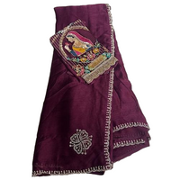 Indian Designer Festive Saree paired with an Applique style Handcrafted Blouse.