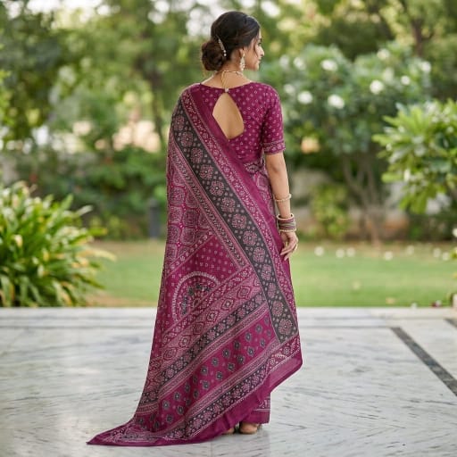 Ajrakh Print Saree