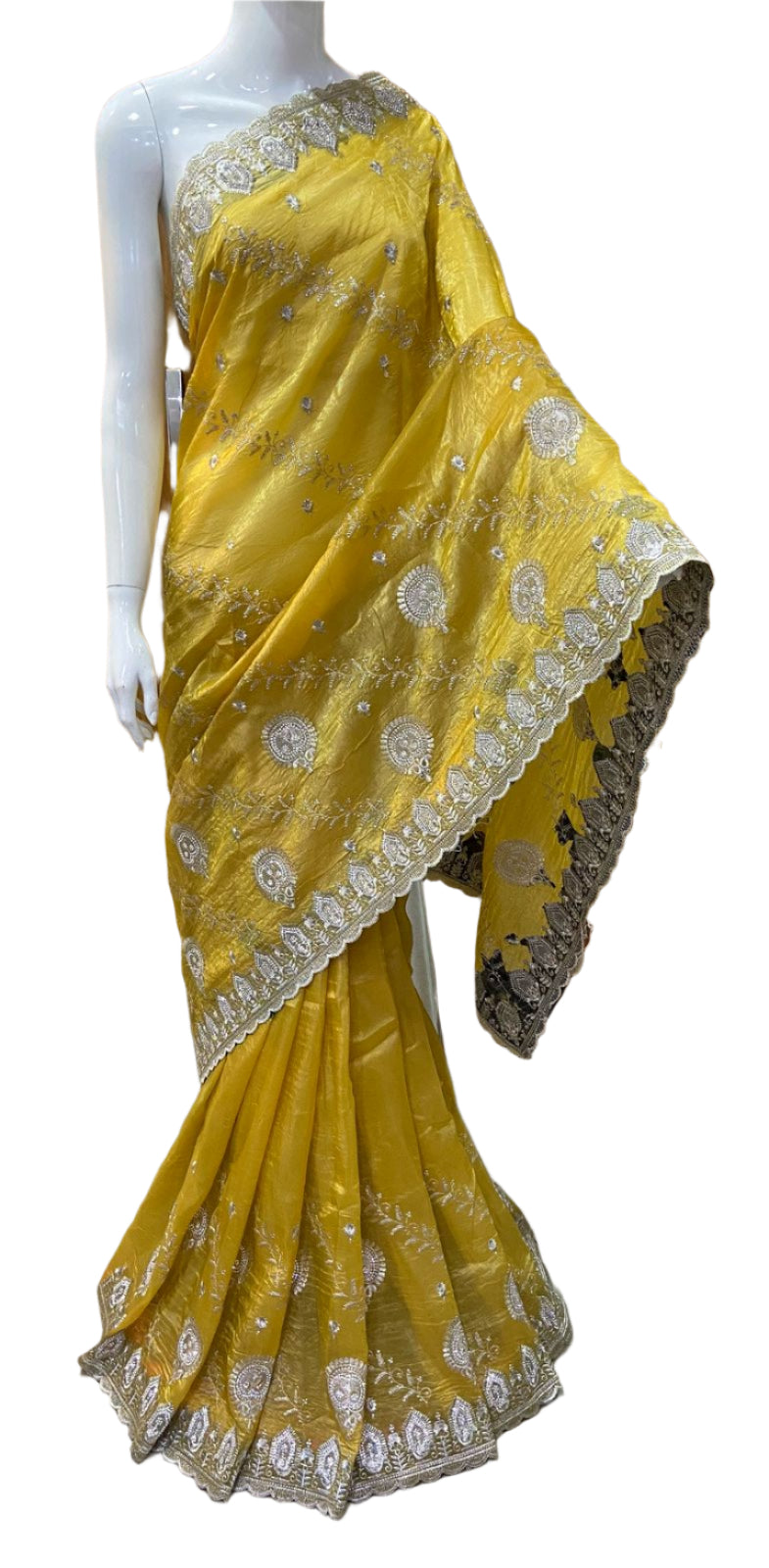 SOFT FABRIC SAREE WITH EMBROIDERY WORK WITH ORIGINAL ZARI