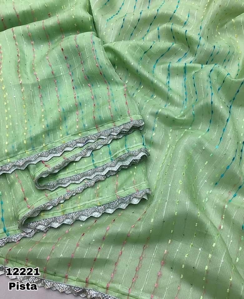 JUTE ORGANZA WITH SEQUENCE WORK SAREE