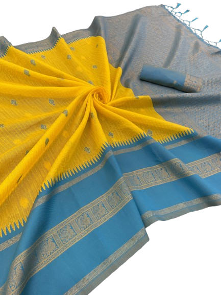 KALYANI COTTON  WITH  GOLD ZARI SILK SAREE
