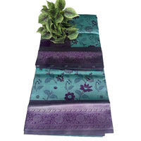 Ocean blue Floral pattu Saree