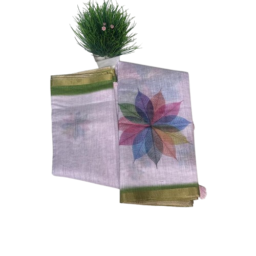 Pure Cotton-Silk Lightweight,Sheer Texture Sree.